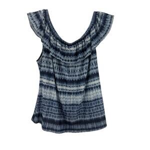 Chaps Blue White Motif Polyester Sleeveless Top Womens 3X Shirt